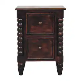 Artisan Furniture - Solid Wood Spindle Duo Bedside, 2 Drawers - Dark brown