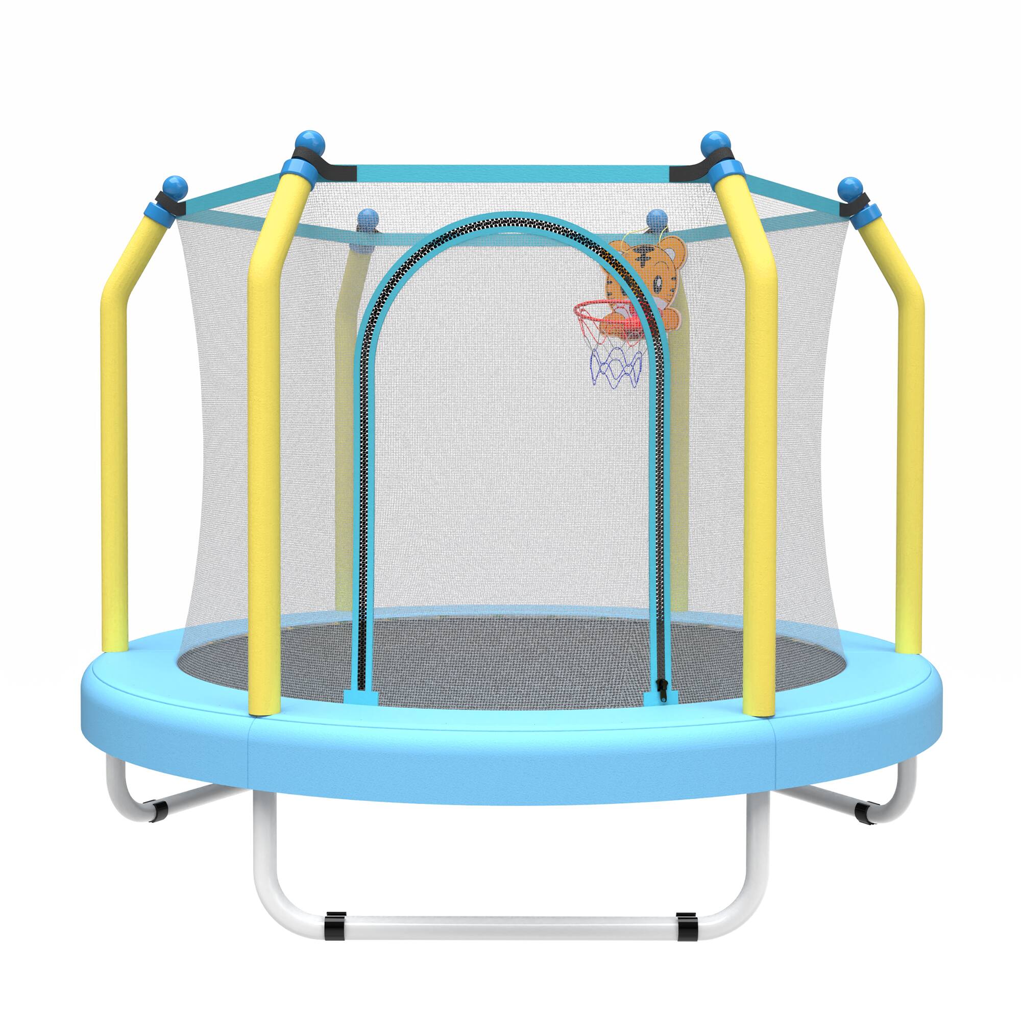Alt View 3. Loheer - 55-Inch Kids Indoor & Outdoor Trampoline with Safety Enclosure Net & Basketball Hoop - Safe for Toddlers.