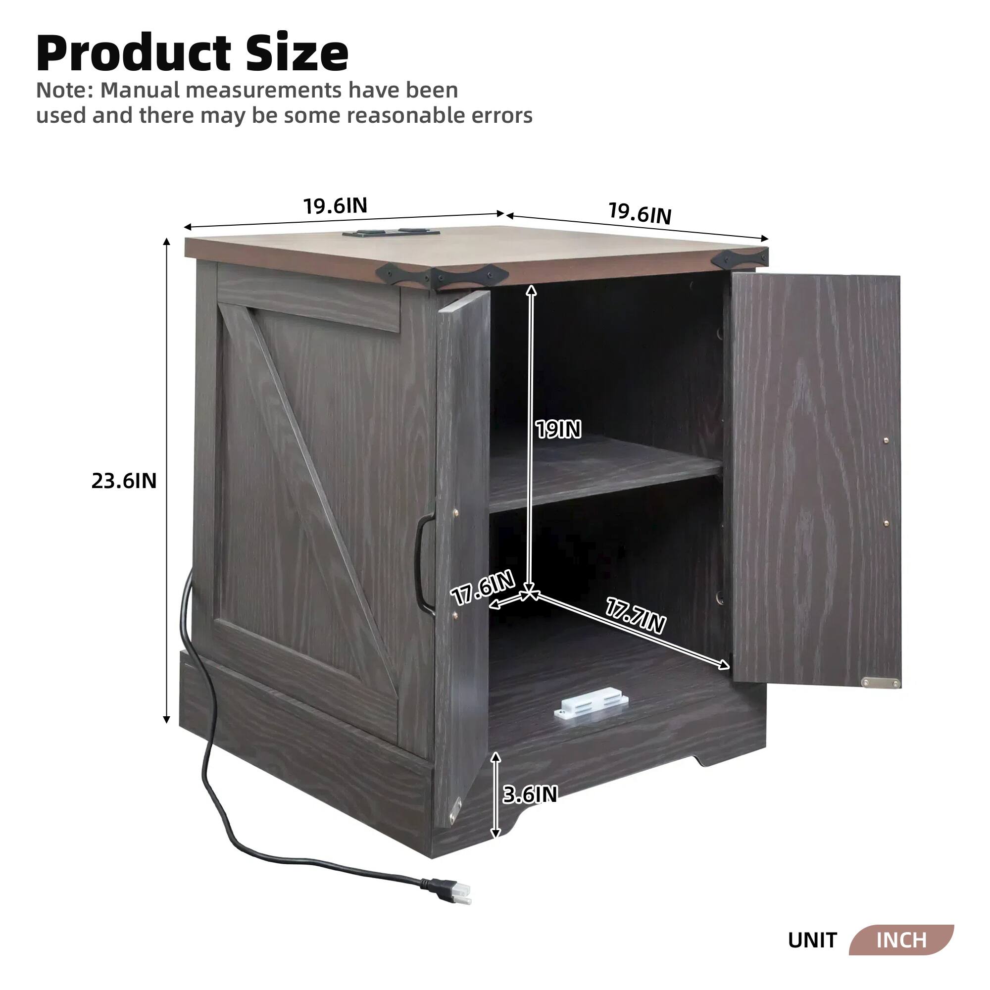 Product Size

Note: Manual measurements have been used and there may be some reasonable errors

- 19.6IN
- 19.6IN
- 23.6IN
- 19IN
- 17.6IN
- 17.7IN
- 3.6IN

UNIT INCH