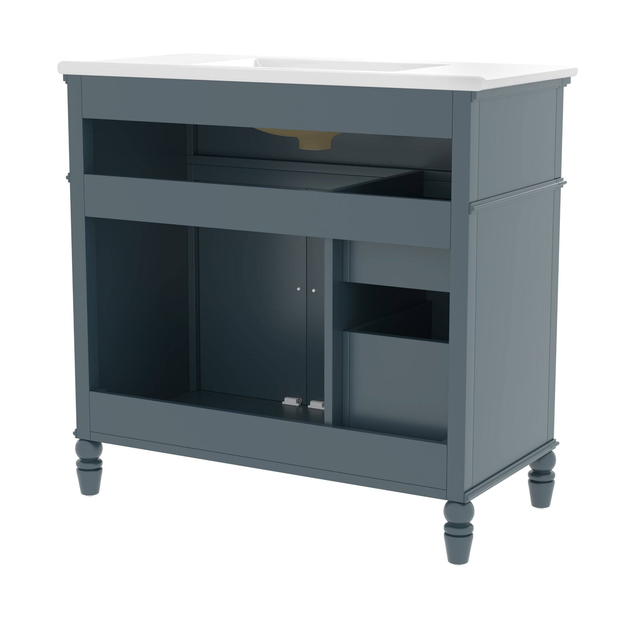 Alt View 9. Boyel Living - 36 Inch Bathroom Vanity with Sink Blue Cabinet with Drawers Solid Frame and MDF Board One Package - Blue.