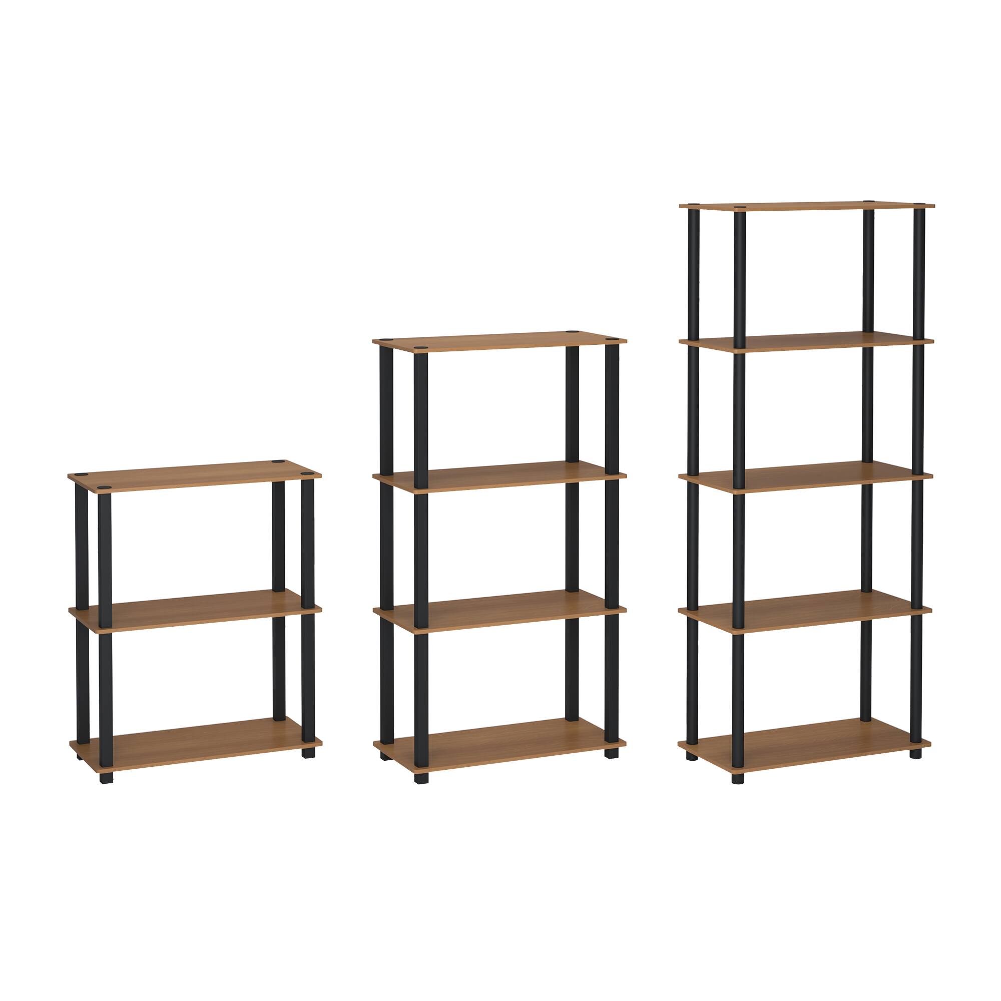 Alt View 4. HOMLUX - 5-Tier 57.4" Open Shelf Bookcase Compact Storage Bookshelf for Living Room Bedroom Office Light Cherry & Black - Light Cherry & Black.