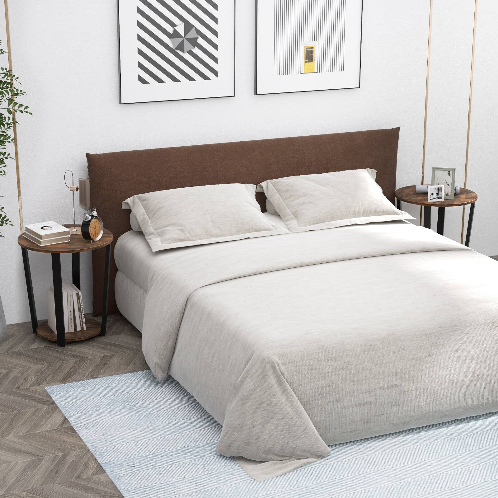 Alt View 7. Ecooso - 2-Tier Round End Side Table with Metal Frame and Storage Shelf, Beside Table for Home Office - Brown.