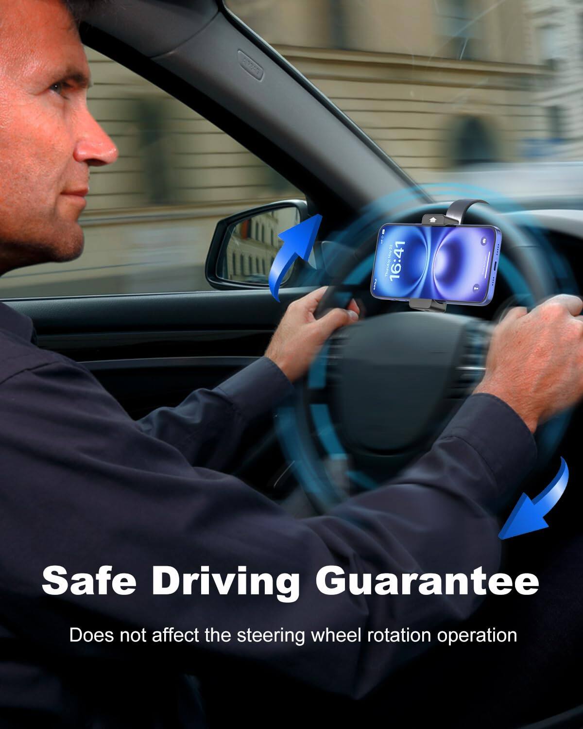 Safe Driving Guarantee  
Does not affect the steering wheel rotation operation