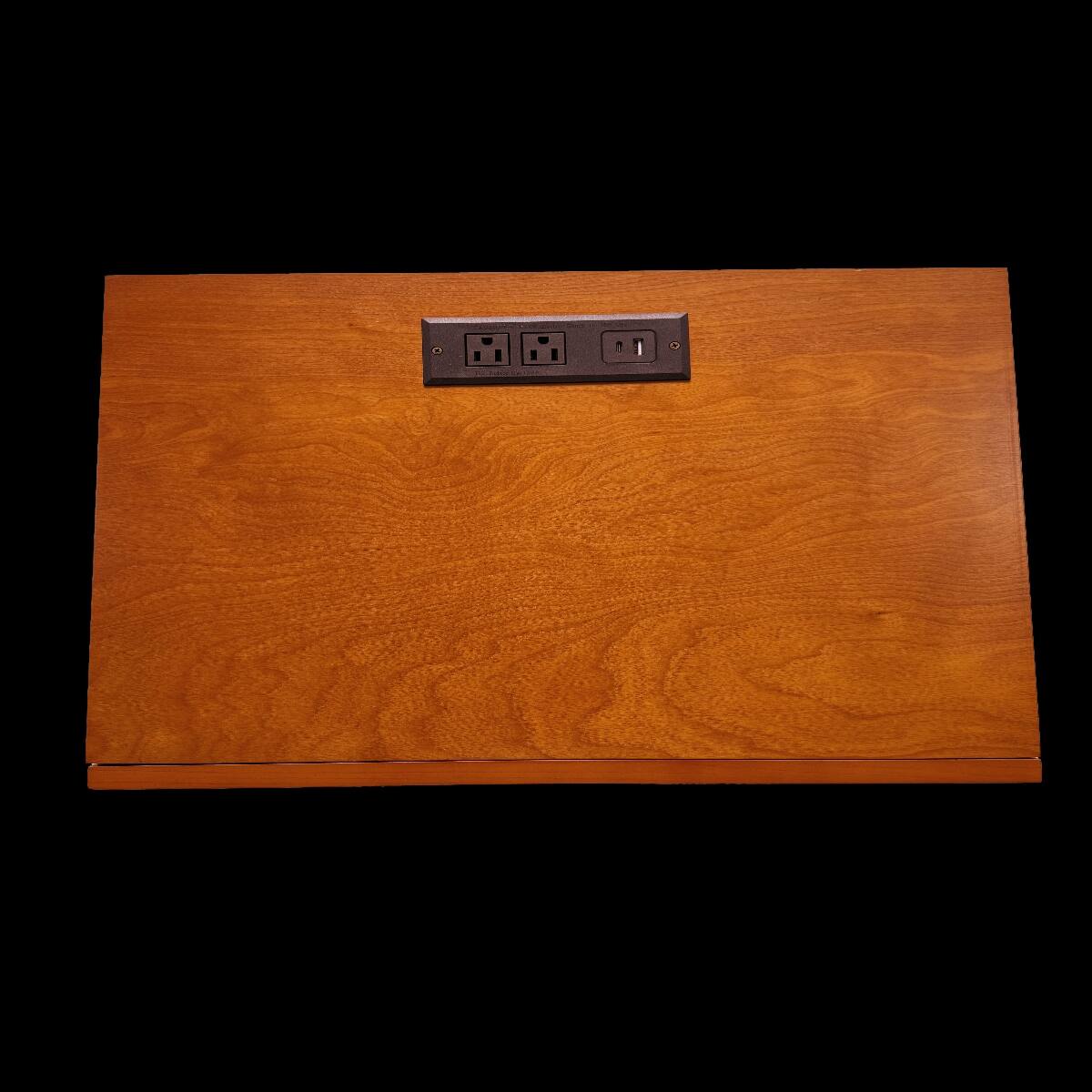Alt View 4. Loheer - Loheer Charging Station Nightstand, Natural Wood, Two Drawer Bedside Table - Natural Wood.