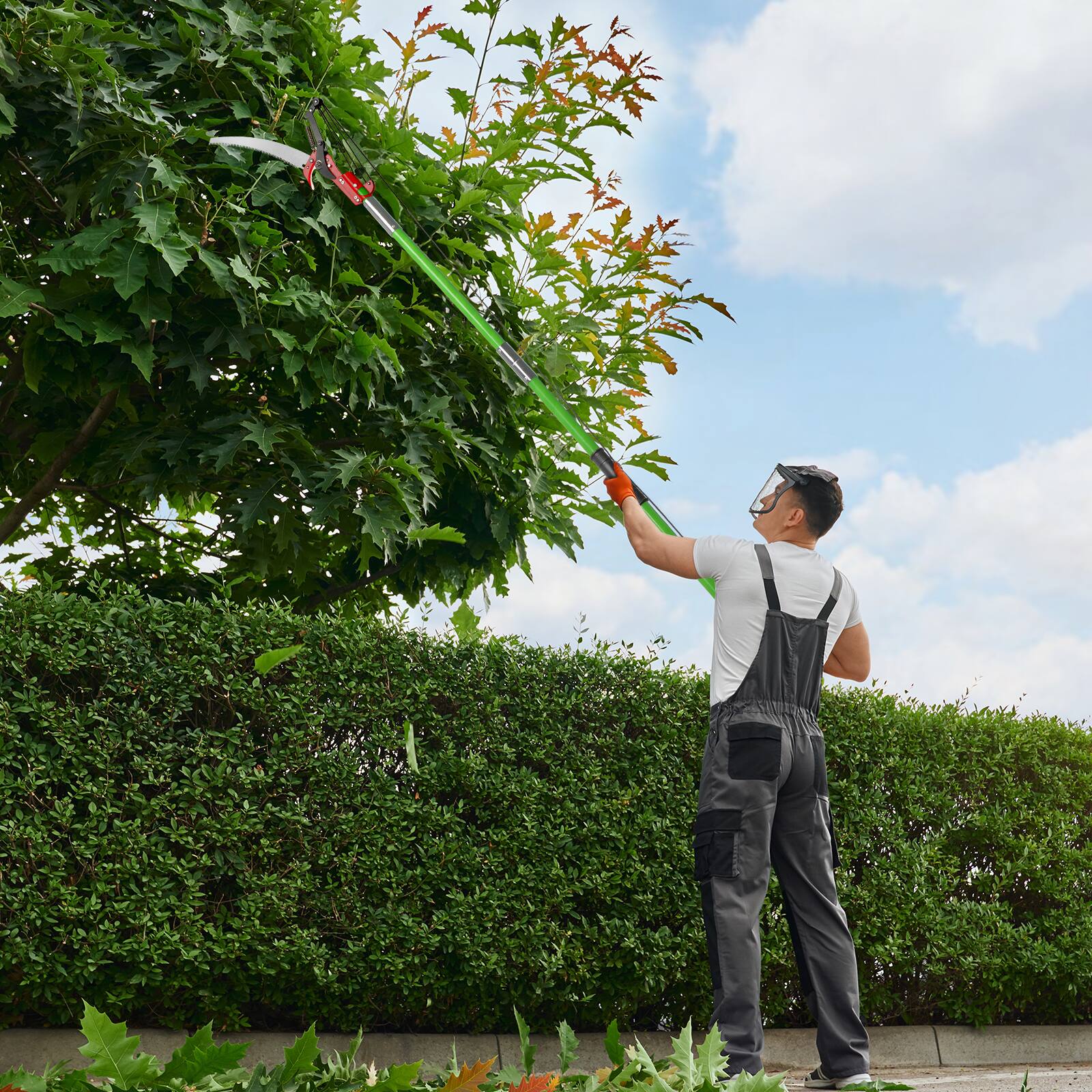 Alt View 4. Winado - Manual Pole Saw, 30 Feet Extendable Tree Pruner with Knives and Storage Pocket, Sharp Steel Blade and Scissors.