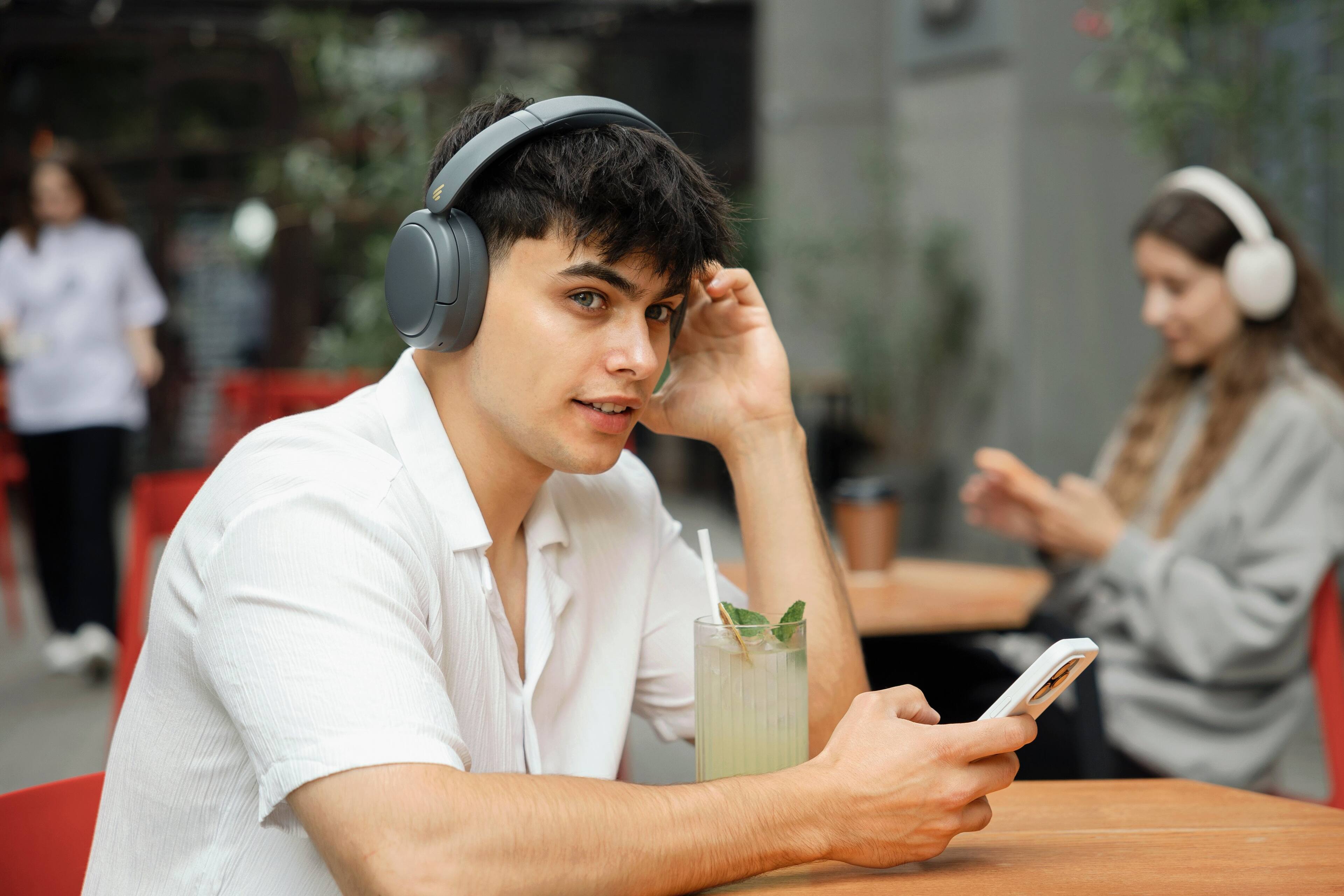 Alt View 6. Edifier - W800BT Pro Wireless Noise Cancellation Over-Ear Headphones, Gray.
