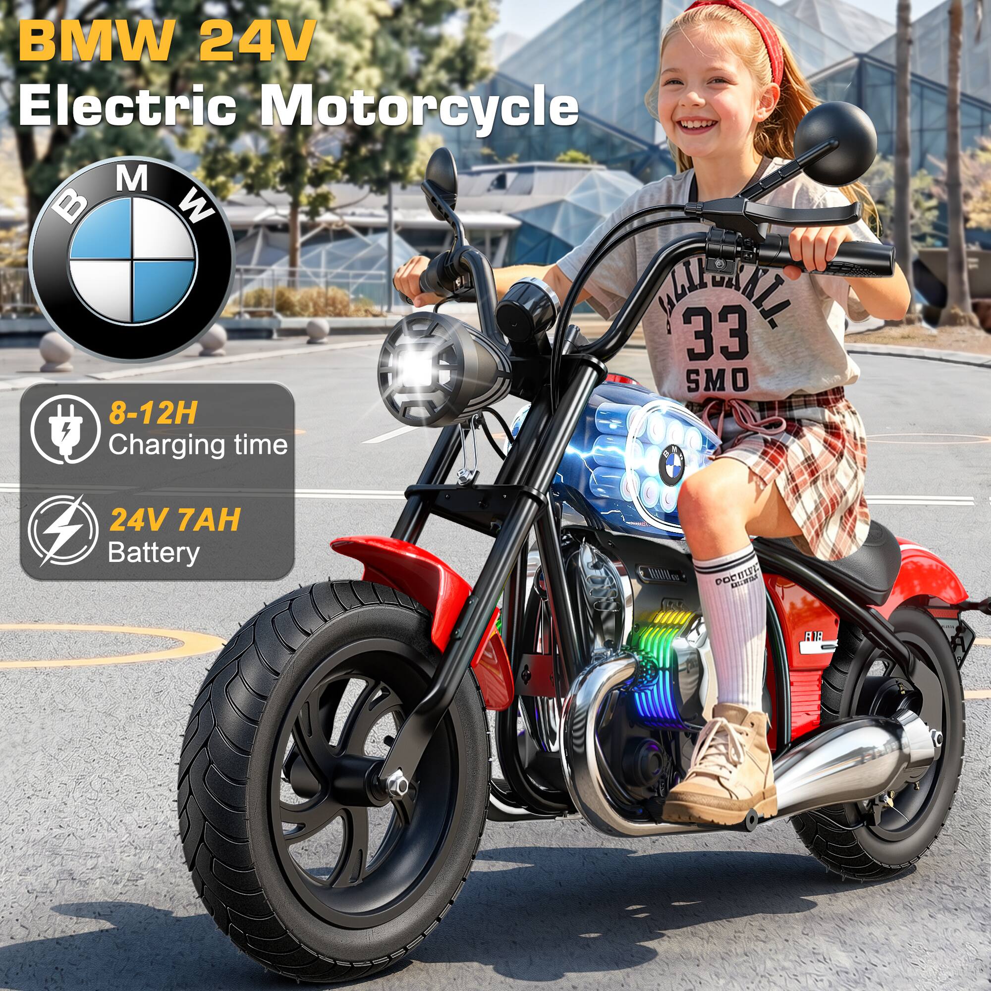 BMW 24V Electric Motorcycle  
8-12H Charging time  
24V 7AH Battery  
R18