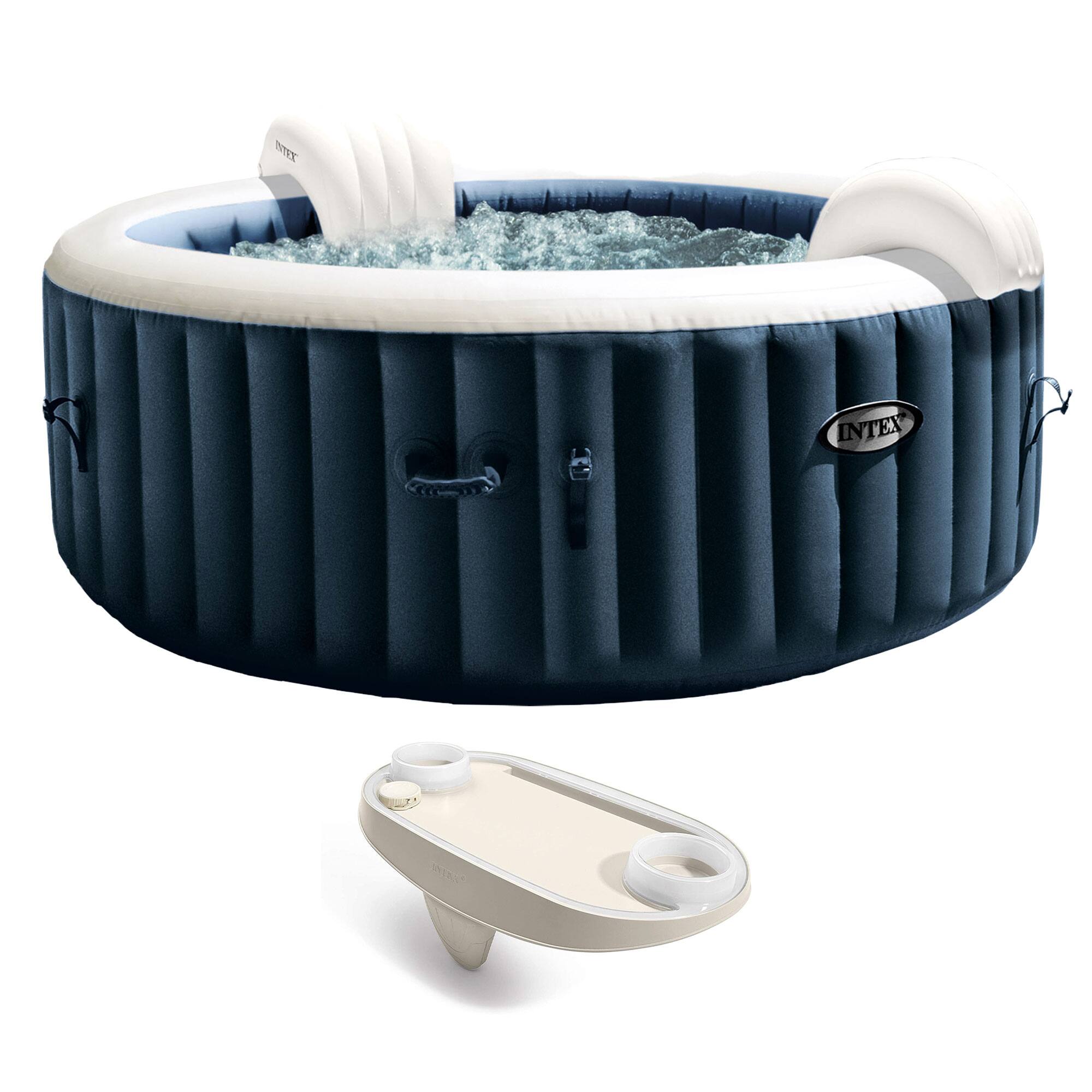 Front. Intex - Intex PureSpa Plus Portable Inflatable Hot Tub, 77 x 28", with Phone Spa Tray - Blue.
