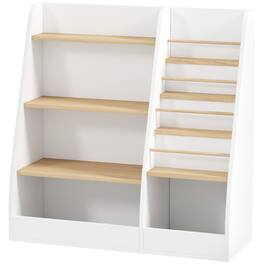 Qaba - Tier Kids Bookshelf and Toy Storage Organizer with Book Rack, for Living Room, Kids Room, Playroom - White