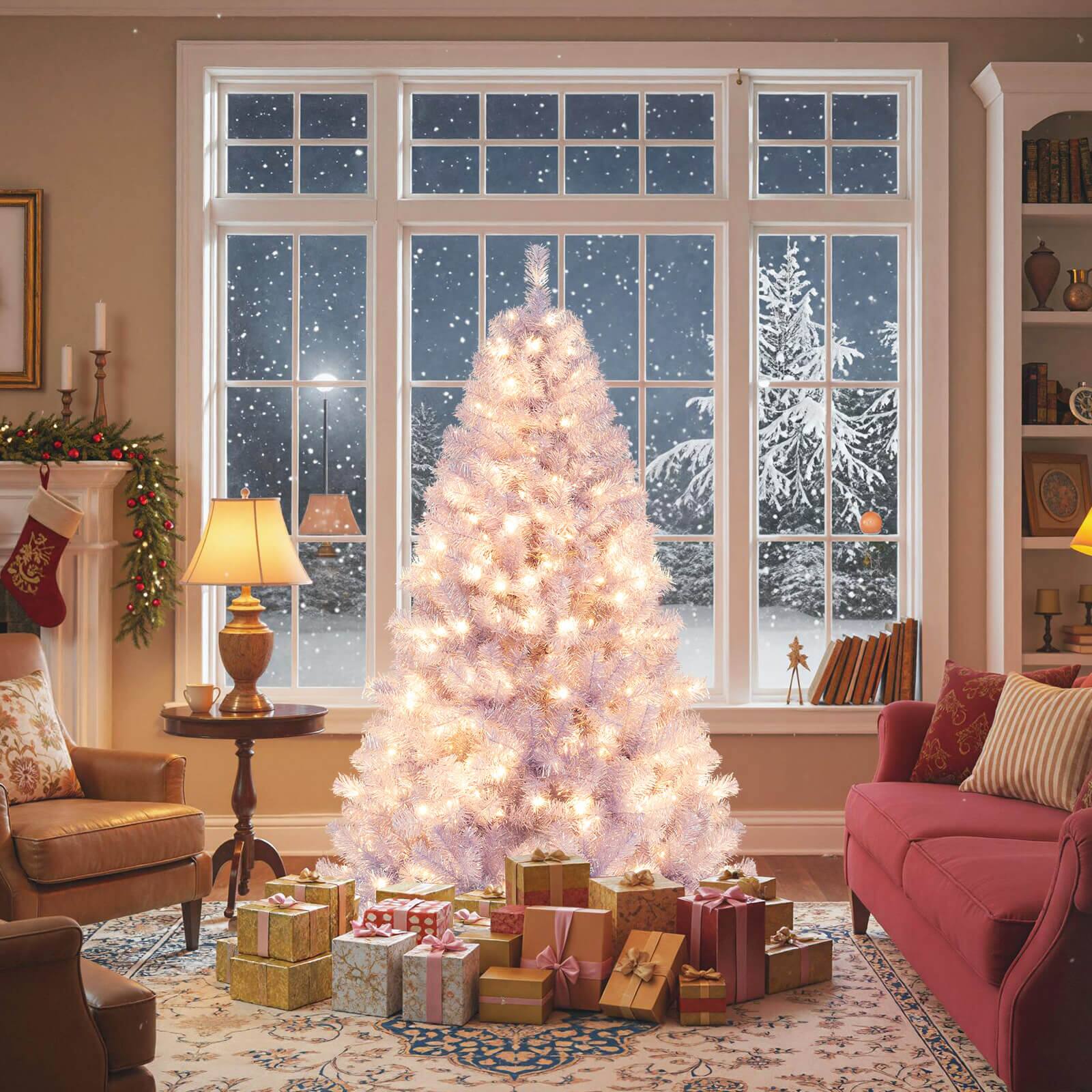 Alt View 1. Costway - Costway 6 FT Artificial Tinsel Christmas Tree with 250 Lights, 8 Modes, 688 Branch Tips - Lavender Purple.