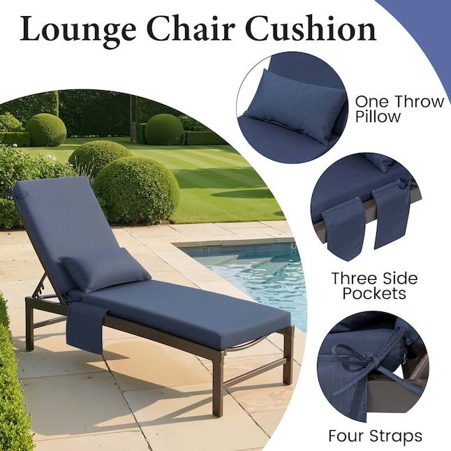 Lounge Chair Cushion

- One Throw Pillow
- Three Side Pockets
- Four Straps