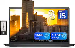 Dell - Inspiron 15 15.6" FHD Touchscreen Laptop, Intel i5-1235U,16GB RAM,1TB SSD+160GB Dock Set,Win 11 - Black