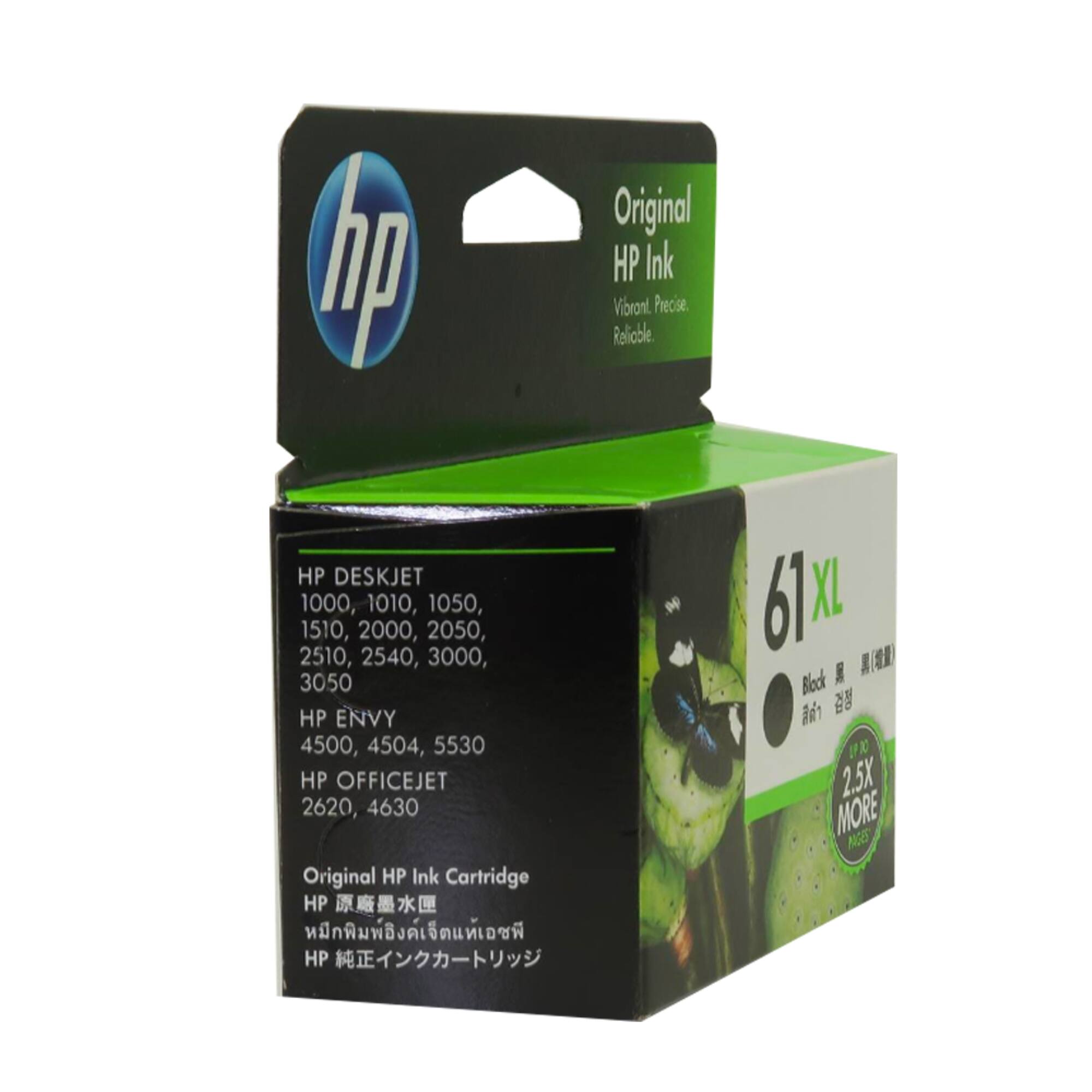 hp Original HP Ink Vibrant Precise Reliable HP DESKJET 1000, 1010, 1050, 1510, 2000, 2050, 2510, 2540, 3000, 3050 HP ENVY 4500, 4504, 5530 HP OFFICEJET 2620, 4630 Original HP Ink Cartridge HP 61 XL Black 2.5X MORE PAGES