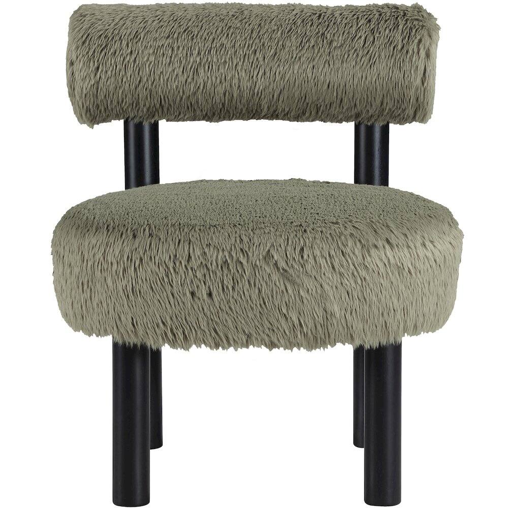 Alt View 1. Meridian Furniture - Ambre Green Vegan Shearling Fabric Upholstered Accent Chair - Black.