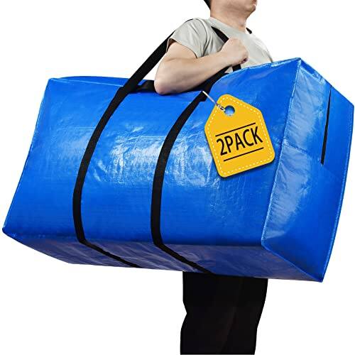 Front. DORLUKFU - 57 Gallon Extra Large Storage Bags, XXL Jumbo Large Moving Bags Heavy Duty, Storage Totes Moving Boxes Supplies for - ‎Blue - 2 PACK.