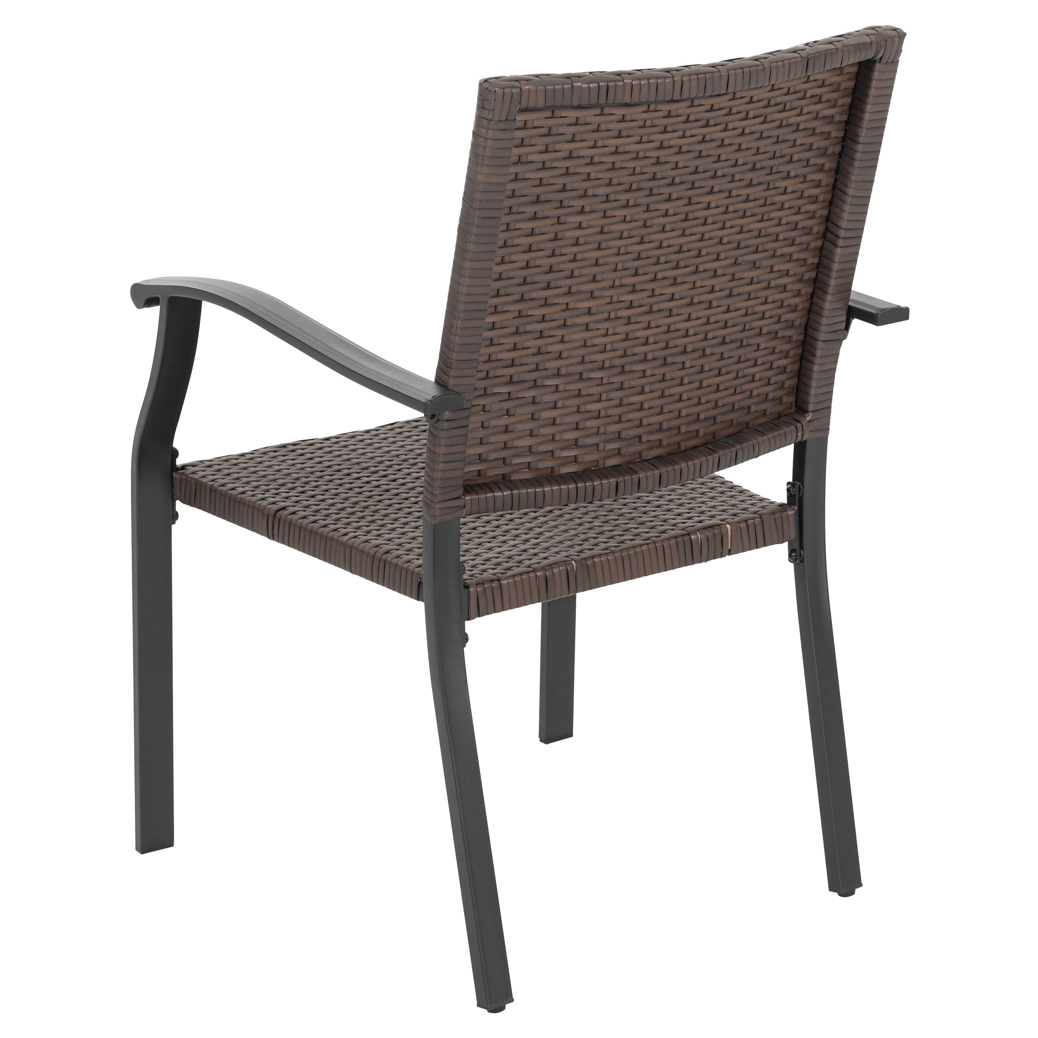 Alt View 6. Nuu Garden - Outdoor Patio Iron Dining Chairs, All-Weather Wicker Material - black.