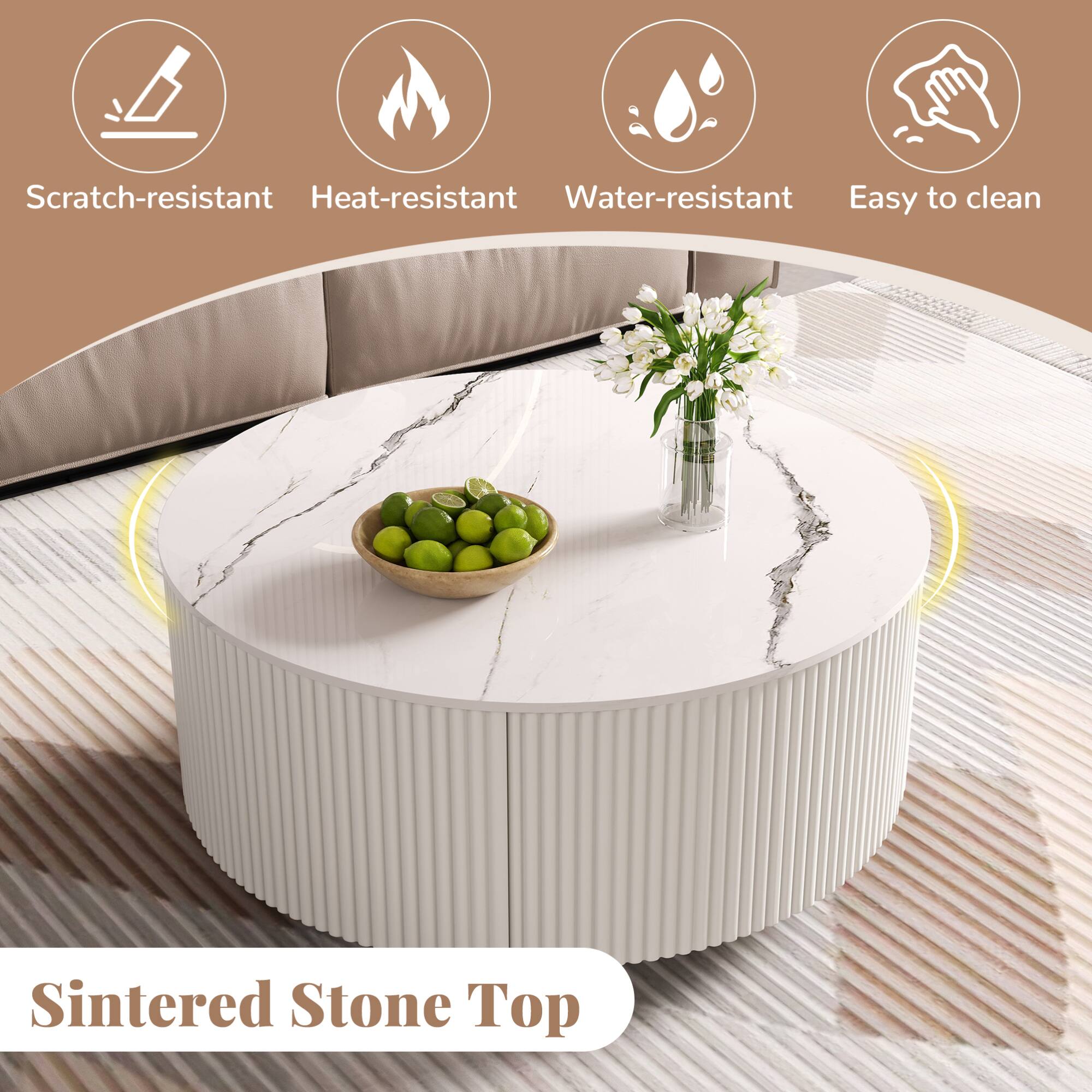 - Scratch-resistant
- Heat-resistant
- Water-resistant
- Easy to clean

Sintered Stone Top