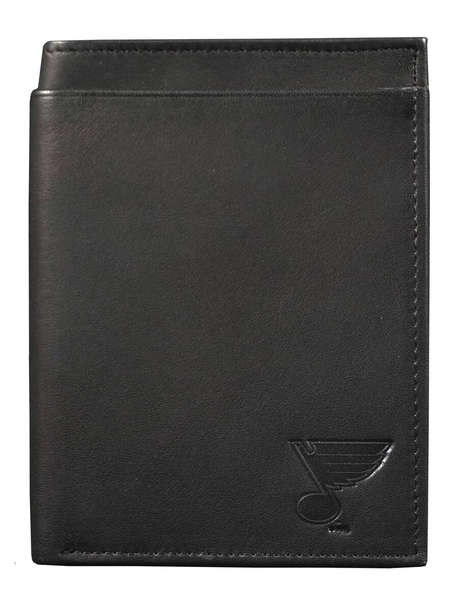 Front. Rico Industries - St Louis Blues Black Leather RFID Blocking Passport Holder Cover Travel Billfold Wallet for Men & Women - Multi.