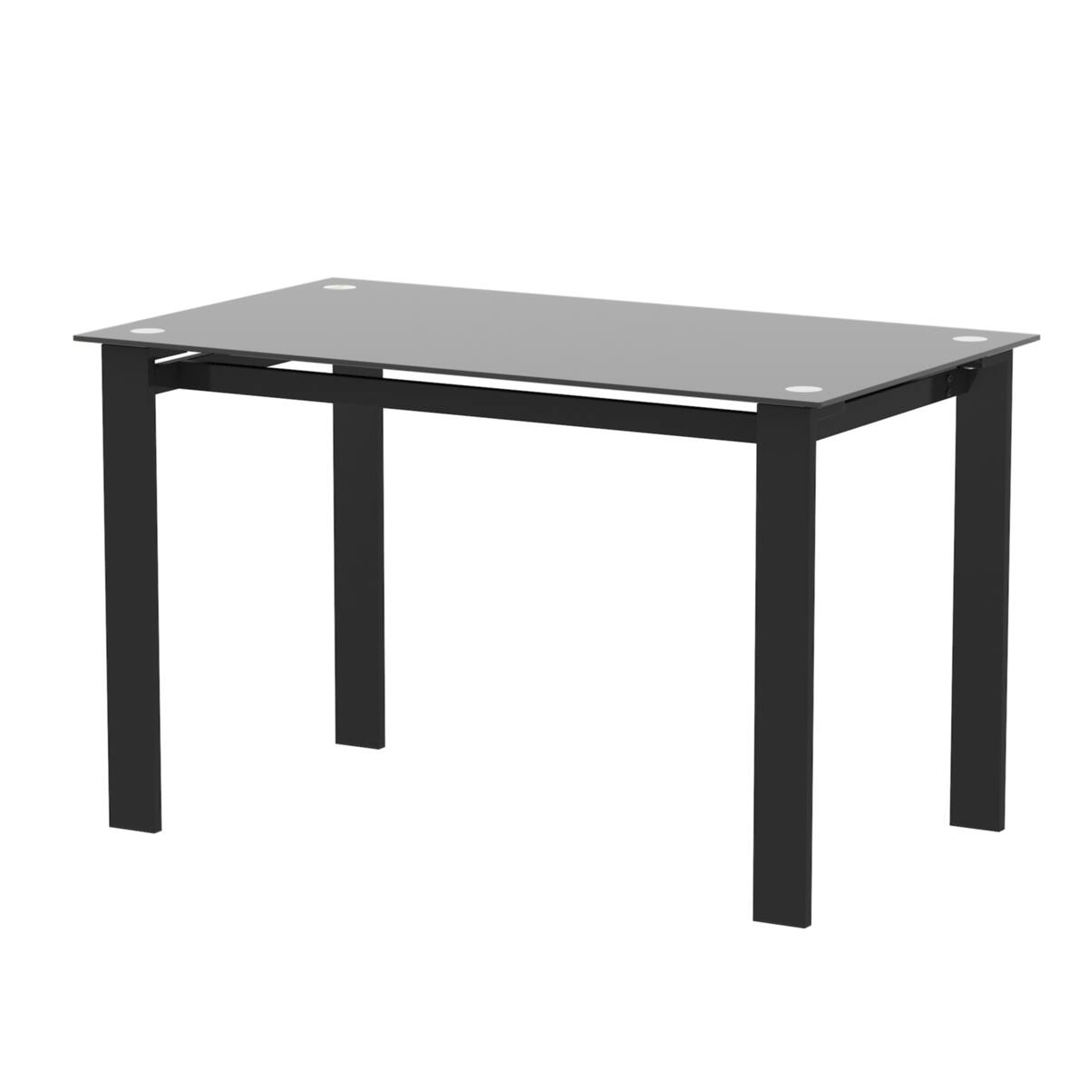 Loheer Glass Dining Table, 52 Inch Rectangular Table with Metal Frame ...