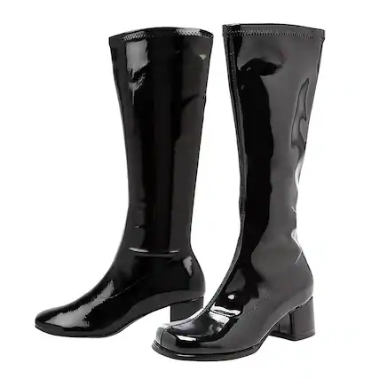 Front. Ellie Shoes - 1.75 Inch Heel Black Costume Gogo Boots | Child X-Small - Black.