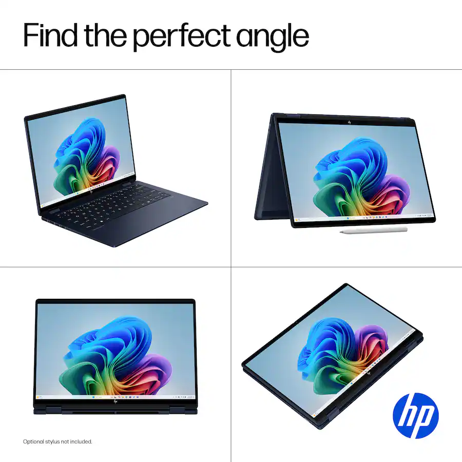 Find the perfect angle - Optional stylus not included.