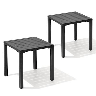 Alt View 7. Crestlive Products - Crestlive Products 2pc 16in Aluminum Patio Side Square Outdoor End Table - Black.