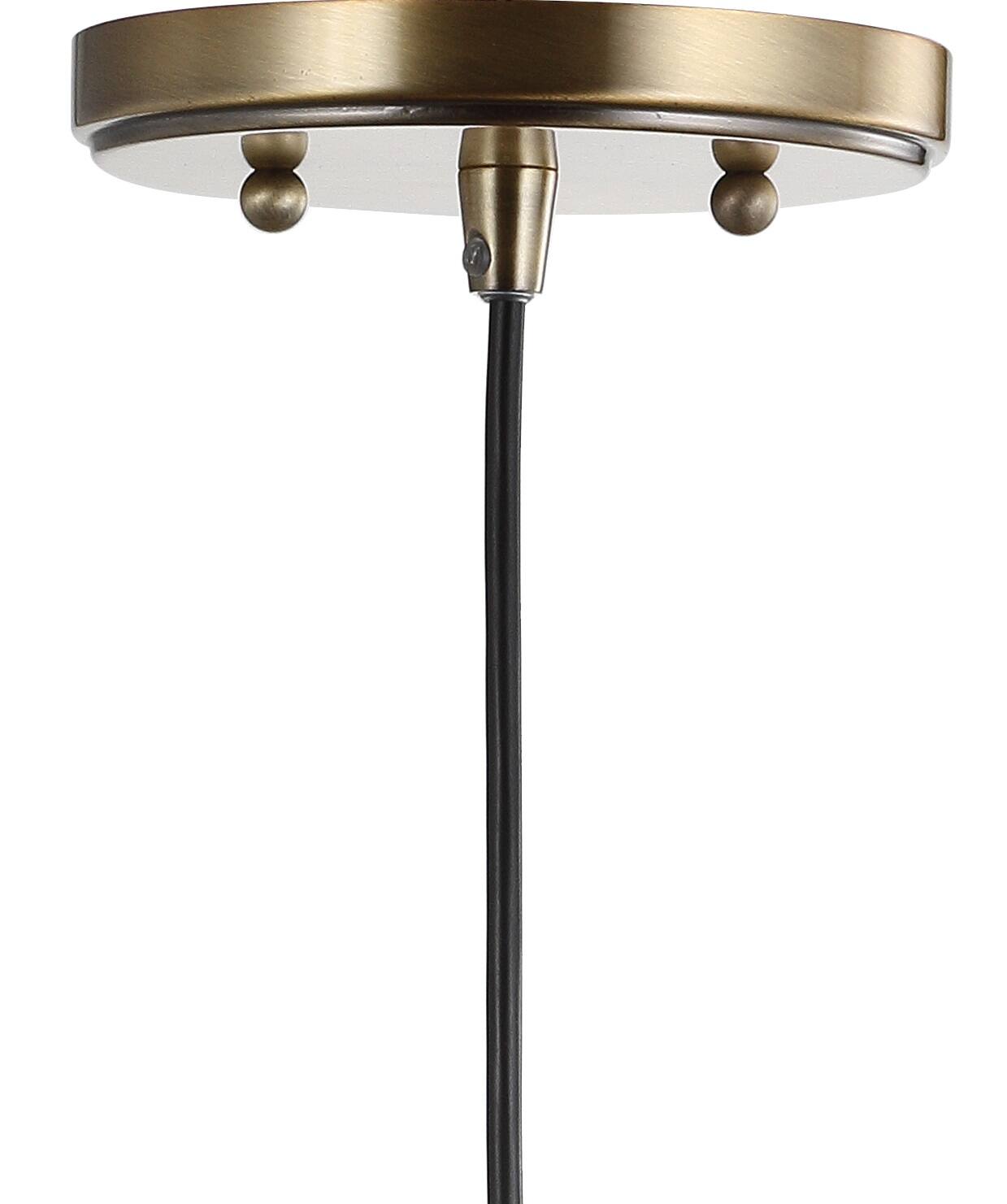 Alt View 4. Jonathan Y - Bleecker 7.75" Metal/Glass Globe LED Pendant, Clear/Brass - Clear/Brass Gold.