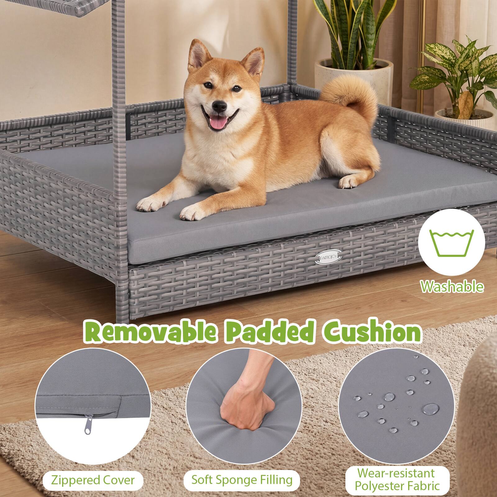 Removable Padded Cushion

- Washable
- Zippered Cover
- Soft Sponge Filling
- Wear-resistant Polyester Fabric