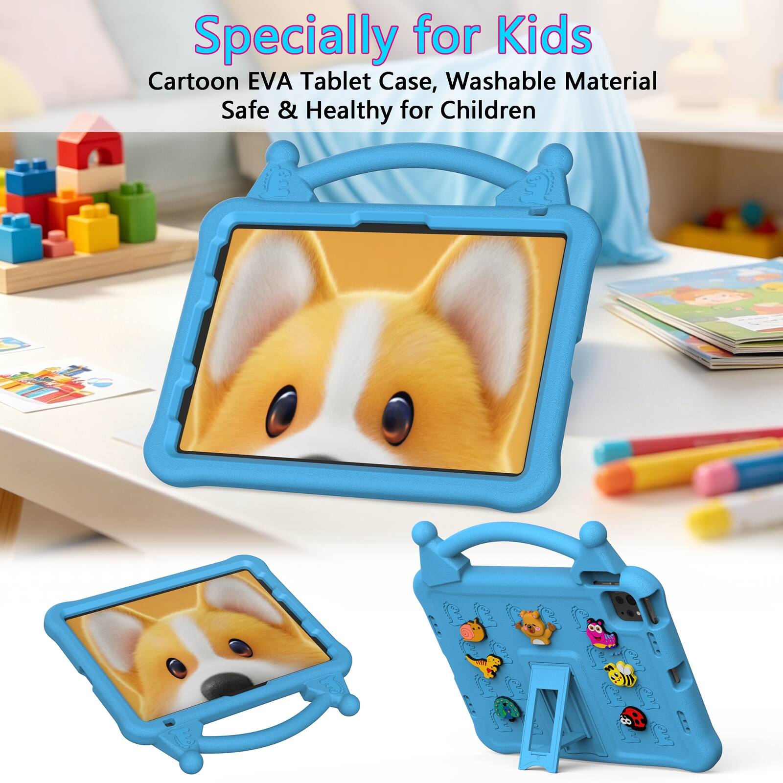Specially for Kids Cartoon EVA Tablet Case, Washable Material Safe & Healthy for Children