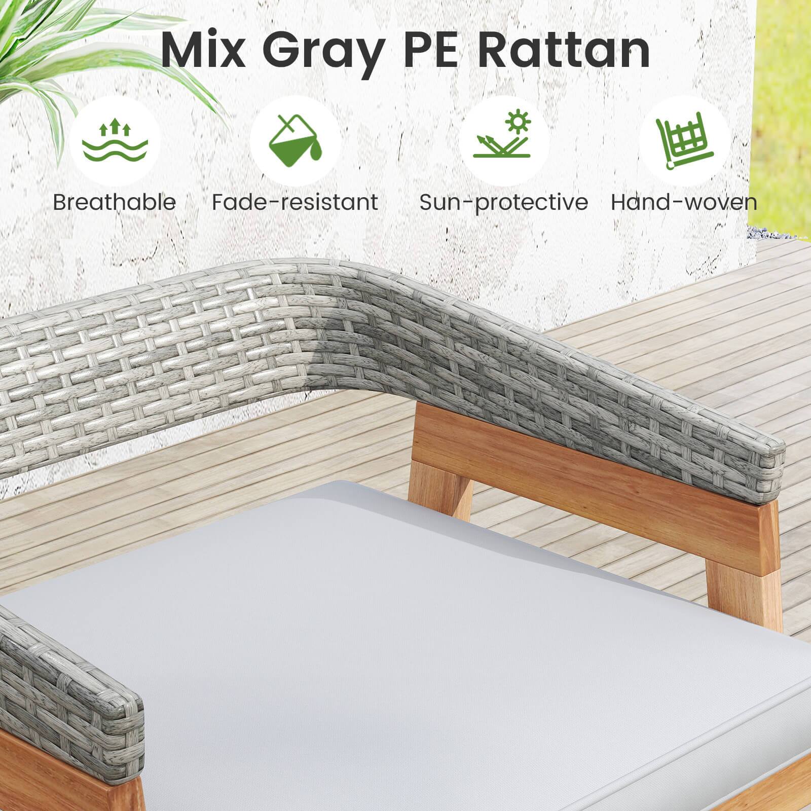 Mix Gray PE Rattan
Breathable
Fade-resistant
Sun-protective
Hand-woven