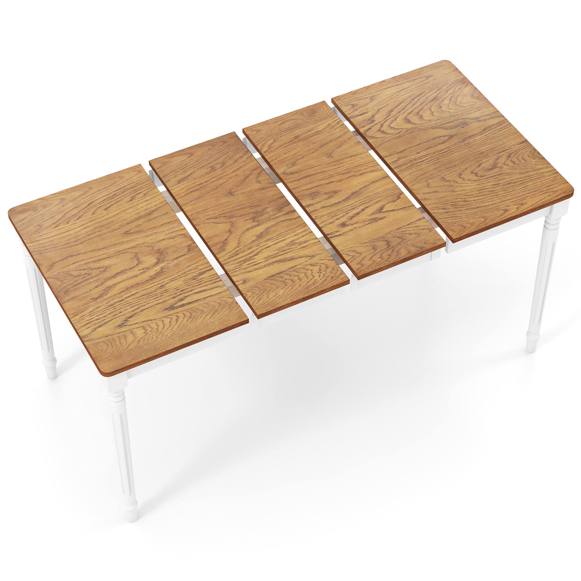 Alt View 1. Gymax - Gymax Extendable Dining Table Folding Kitchen Table for 4-8 People w/ Rubber Wood Legs - White, Walnut.