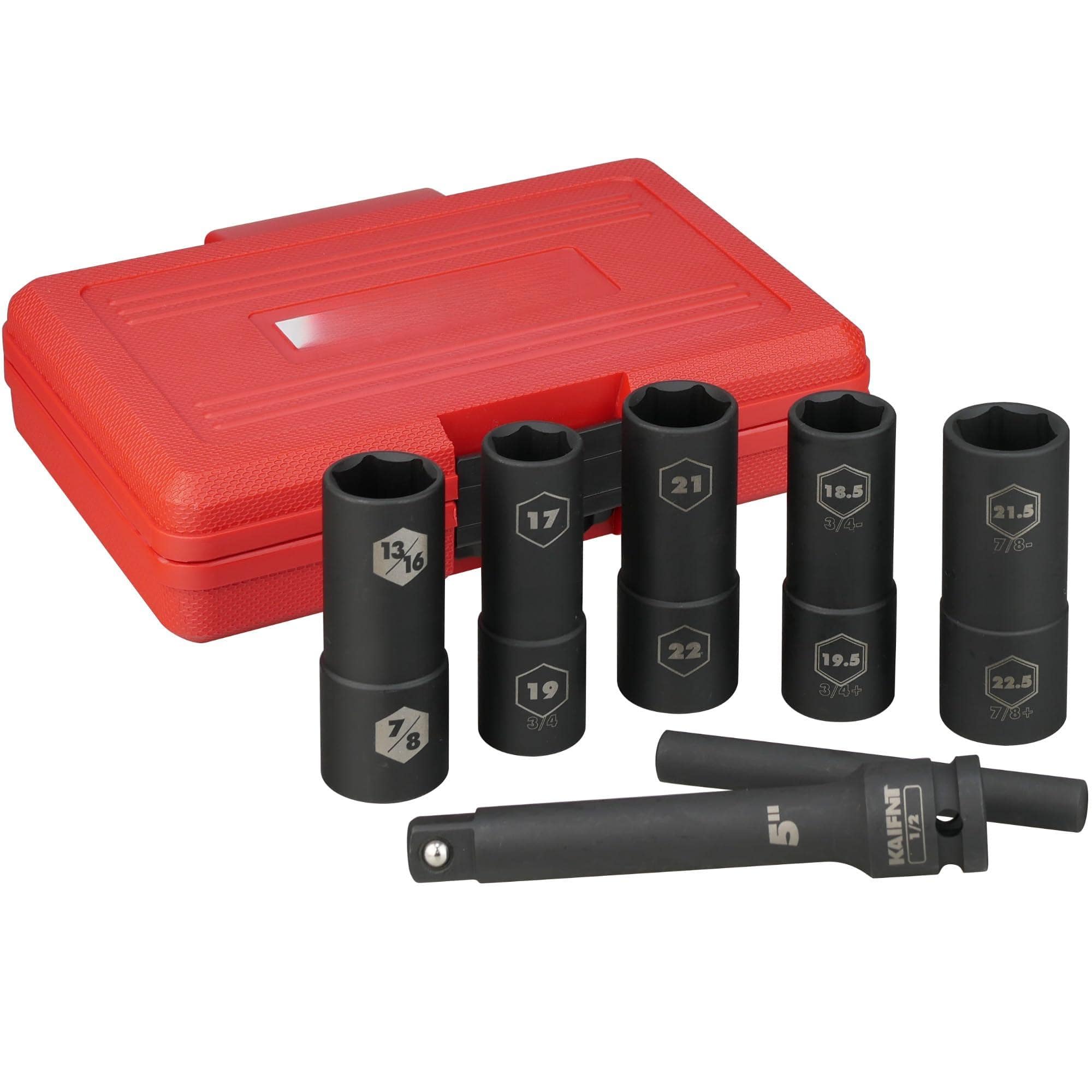 JETRANSPORT - K231 Extra Thin Wall Impact Flip Socket And Knockout Bar Set With Half Sizes Lug Nut Sockets 1/2-inch - Half and Regular sizes