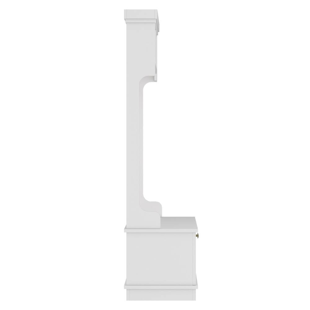Alt View 4. Loheer - Loheer White Hall Tree with Shoe Bench, Multifunctional Entryway Coat Rack with Storage Cabinet - White.