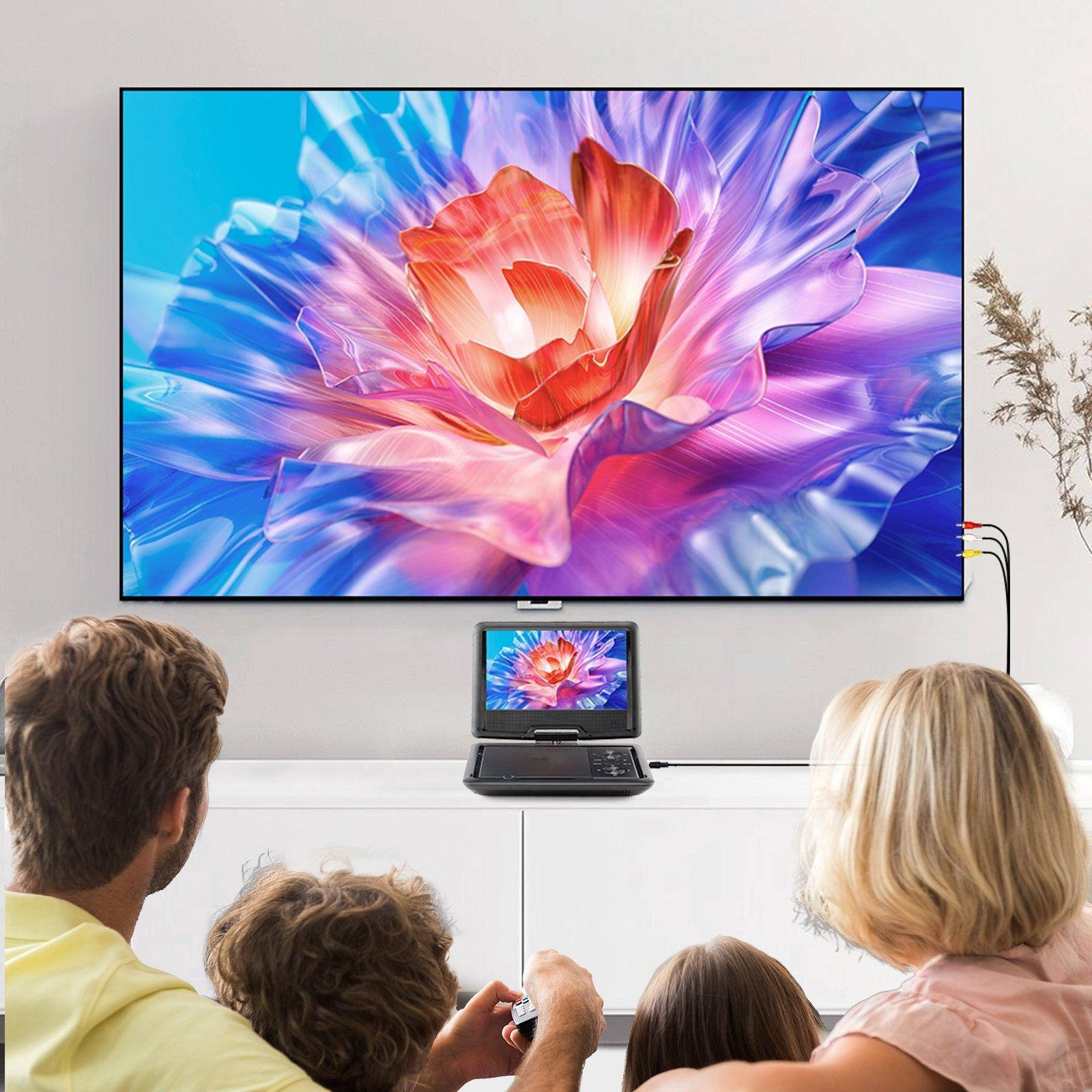 Alt View 1. Glintex - Portable DVD Player 10.1" HD Swivel Screen, 4H Battery, Dual Speakers, USB SD CD DVD, TV Sync, AC Adapter, Remote.