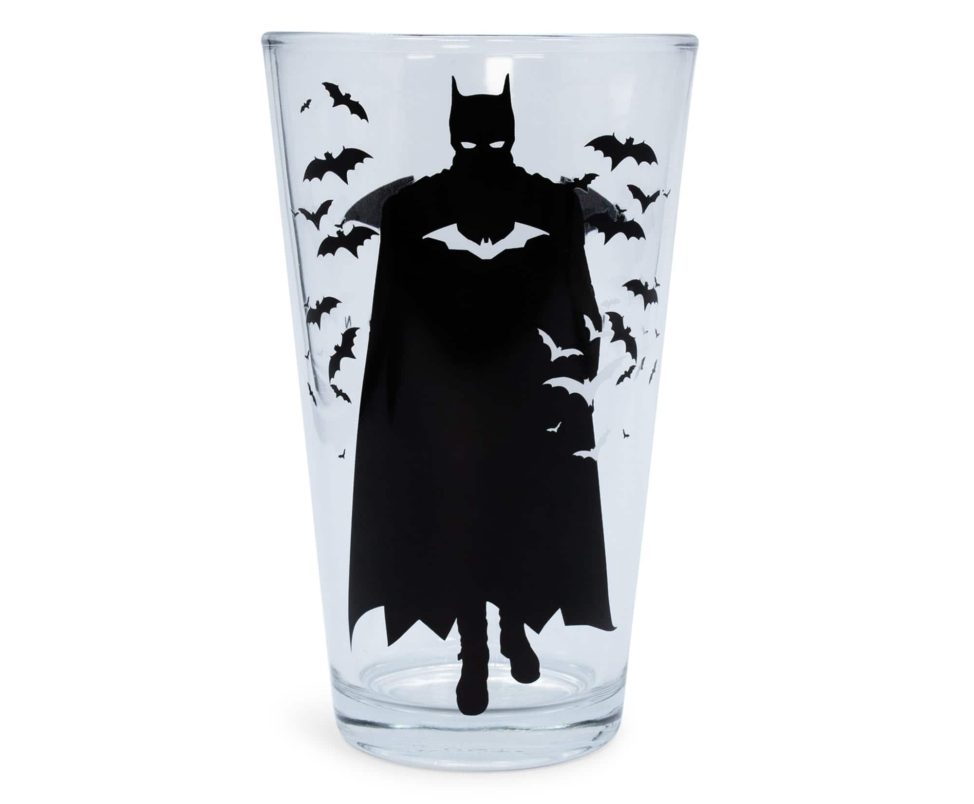 DC Universe - DC Comics The Batman Movie Logo Pint Glass | Holds 16 Ounces - Black