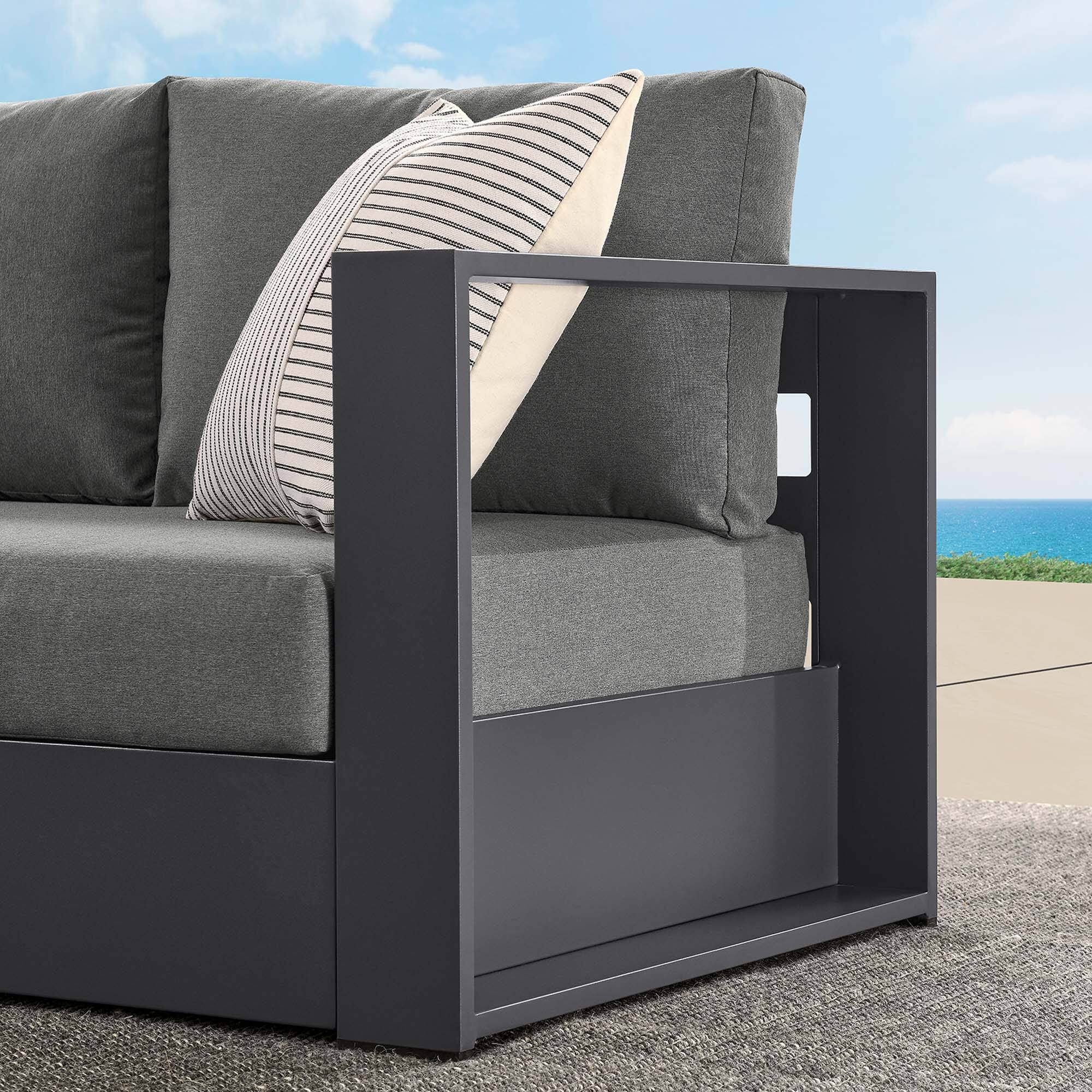 Alt View 1. Modway - Tahoe Outdoor Patio Powder-Coated Aluminum Modular Right-Facing Loveseat by Modway - Gray Charcoal.
