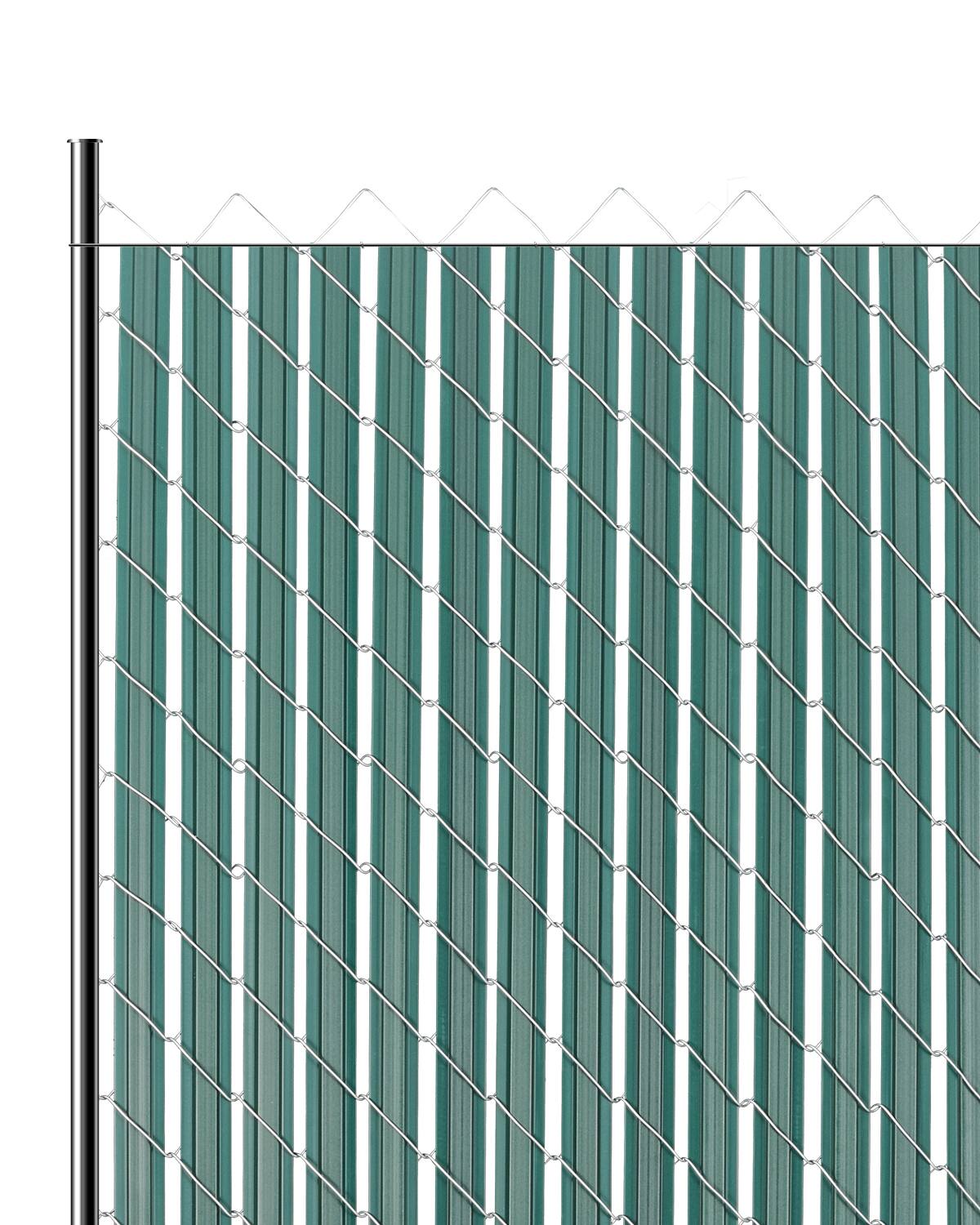 Front. VEVOR - Bottom Locking Privacy Slats, Double-Wall Vertical Bottom-Locking Slats with Wings for Chain-Link Fence - Green.
