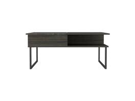 Hivvago - 41 Inch Metal Lift Top Coffee Table With Two Shelves - Onyx