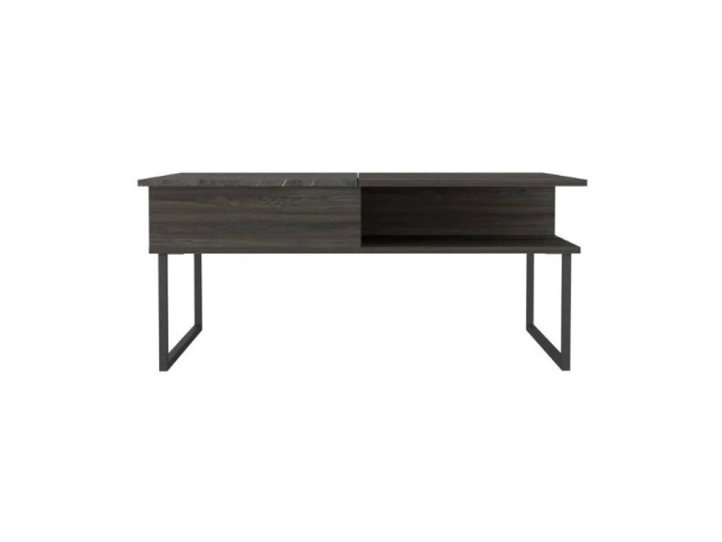 Front. Hivvago - Hivvago 41 Inch Metal Lift Top Coffee Table With Two Shelves - Onyx.
