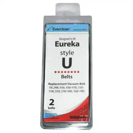 Everclean
Designed to fit Eureka style U Belts
Replacement Vacuum Belt
Fits: 29057, 4102, 4300-4700, 5180, 5550, 5700, 7600-2900
2 belts