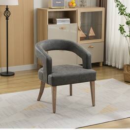GOODSILO - Modern Barrel Back Upholstered Accent Chair with Solid Wood Legs for Dining Room, Living Room, and Kitchen - Gray