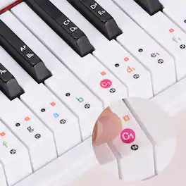 Unique Bargains - Piano Keyboard Stickers for 88/76/61/54/37 Keys Removable Piano Note Labels for Beginners No Need Sticker Reusable Full - Colorful