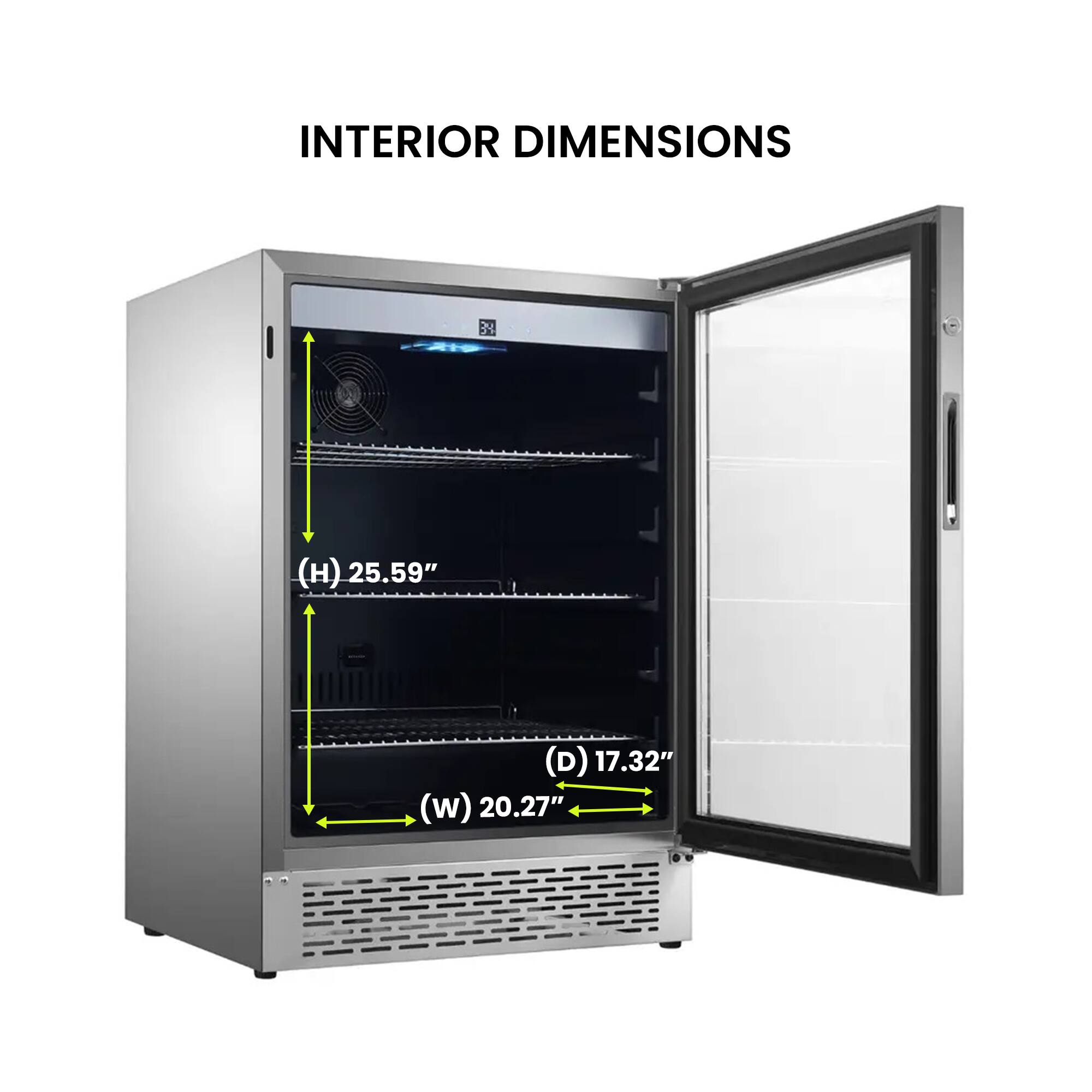 INTERIOR DIMENSIONS  
34 (H) 25.59" (D) 17.32" (W) 20.27"