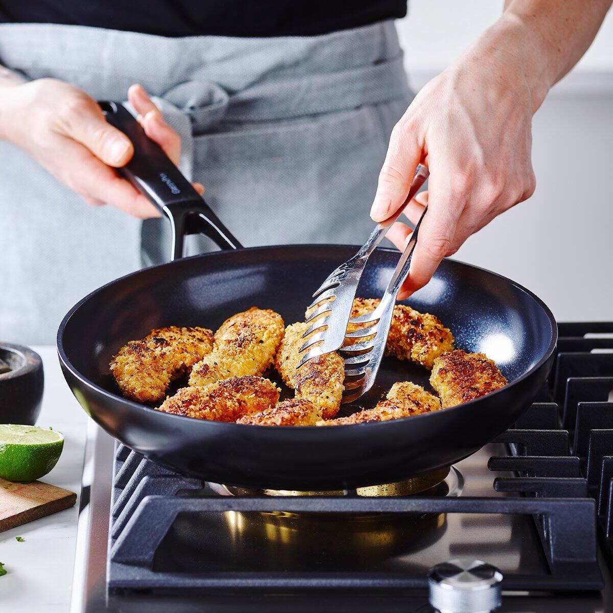 Alt View 4. GreenPan - SmartShape Healthy Ceramic Nonstick Hard Anodized 11-Inch Fry Pan - Black.