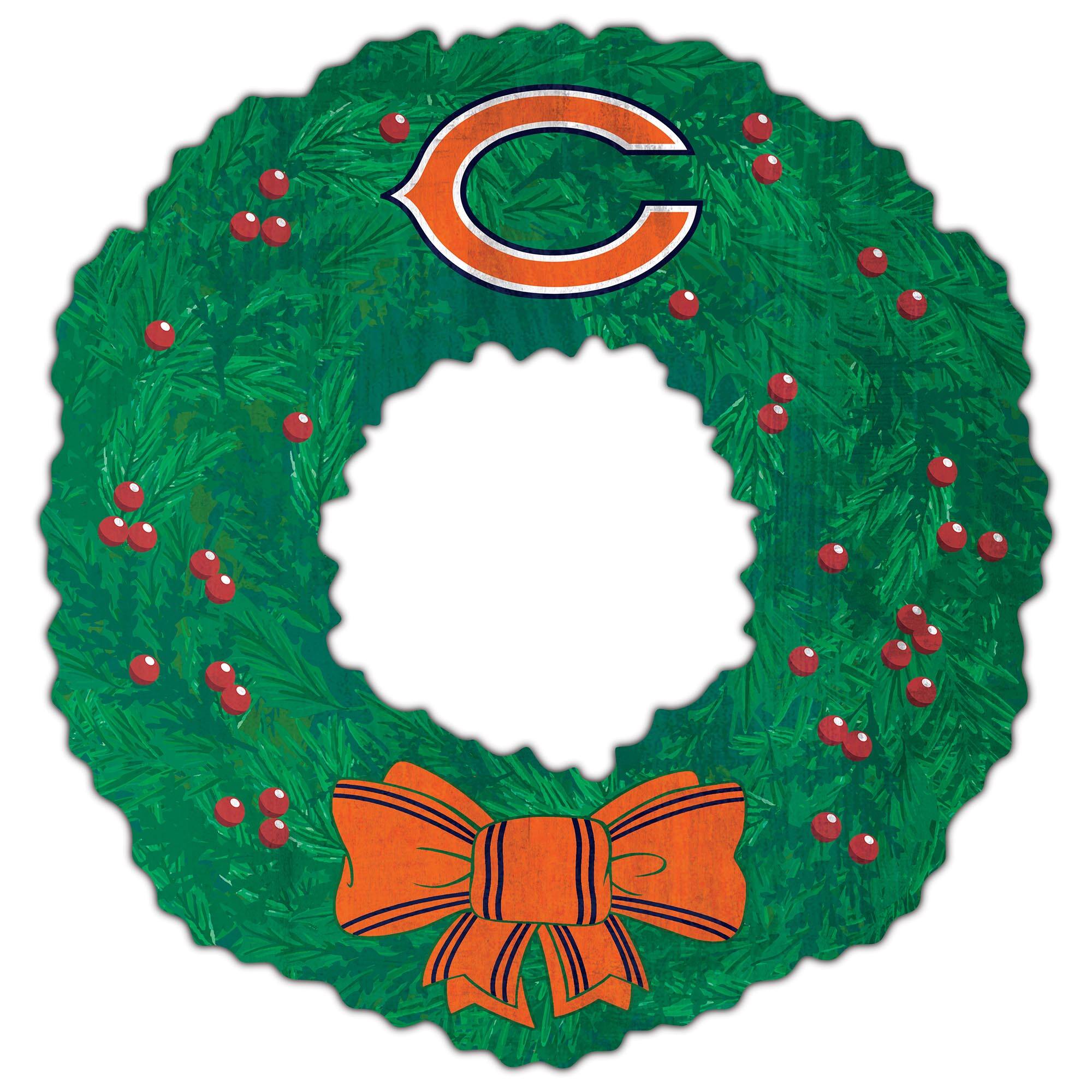 Front. Fan Creations - Chicago Bears 16'' Team Wreath Sign - Green.