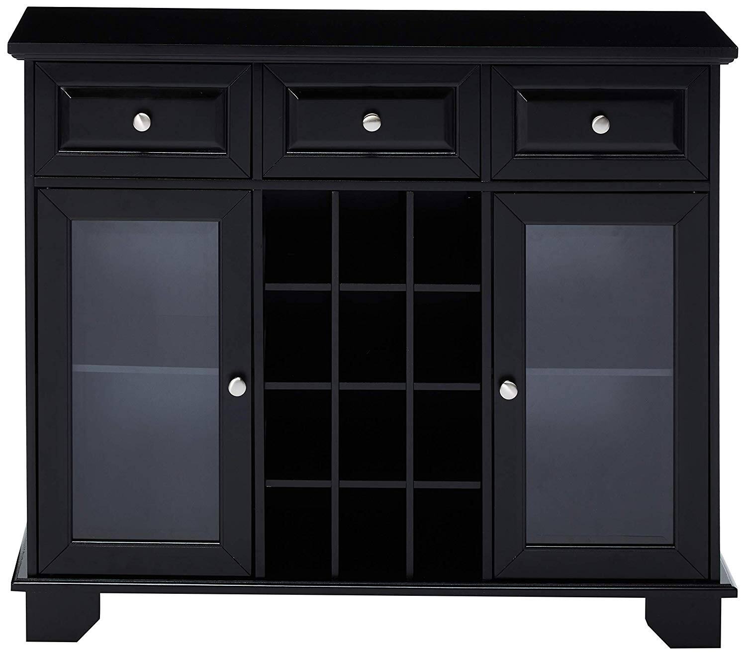 Back. Kings Brand Furniture - Kings Brand Furniture Buffet Server Sideboard Cabinet with Wine Storage, Black - Black.