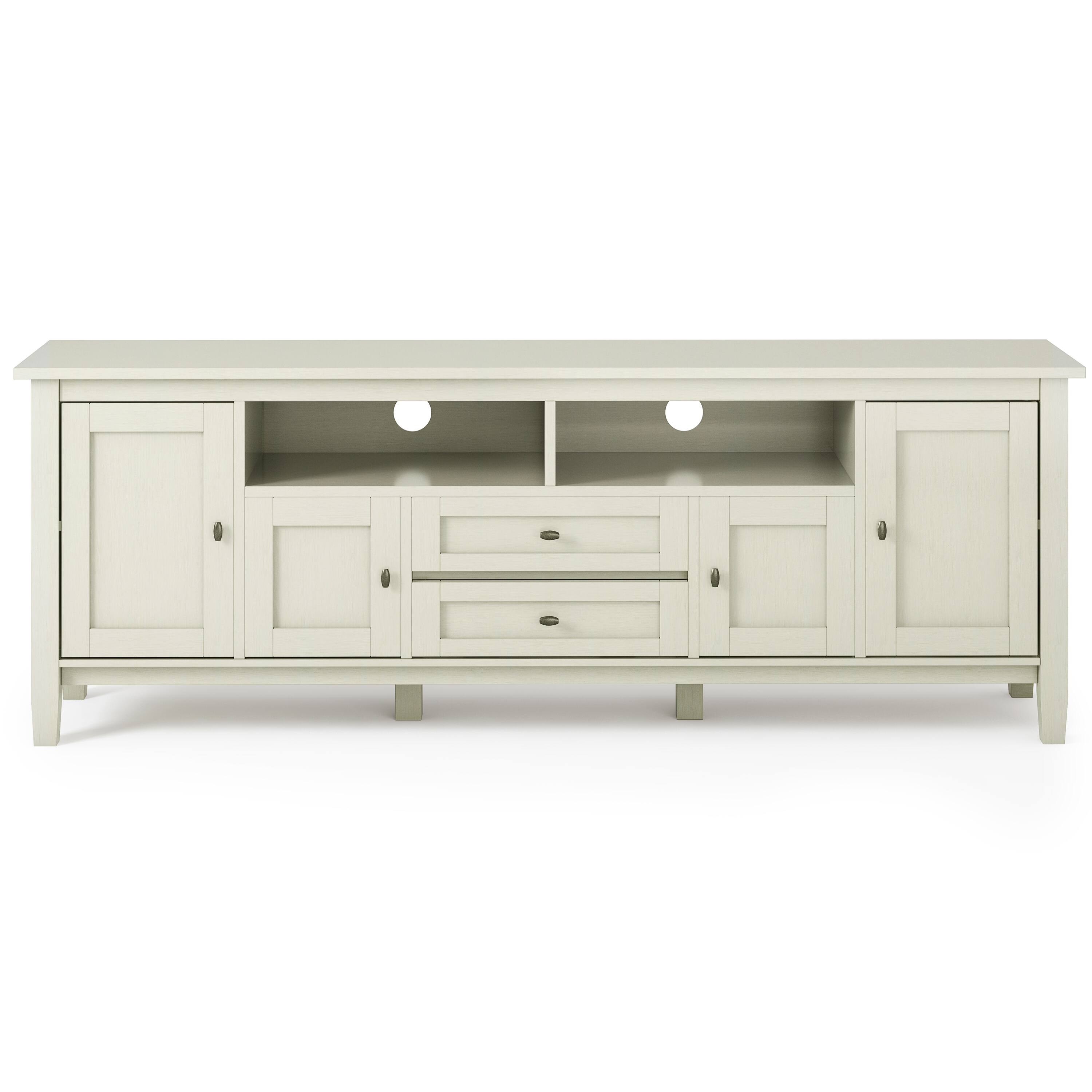 Alt View 3. Simpli Home - Warm Shaker SOLID WOOD 72 inch Wide Rustic TV Media Stand in Antique White For TVs up to 80 inches - Antique White.