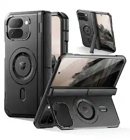 Dexnor - Magnetic Case for Google Pixel 10 Pro Fold with Dual Kickstands Full-Body Rugged Protective Cover Bumper Case - Black
