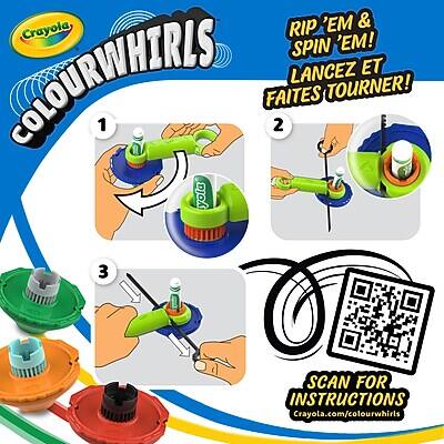 Crayola Colourwhirls

1. Rip 'em & Spin 'em!
2. Lancez et faites tourner!

SCAN FOR INSTRUCTIONS
Crayola.com/colourwhirls