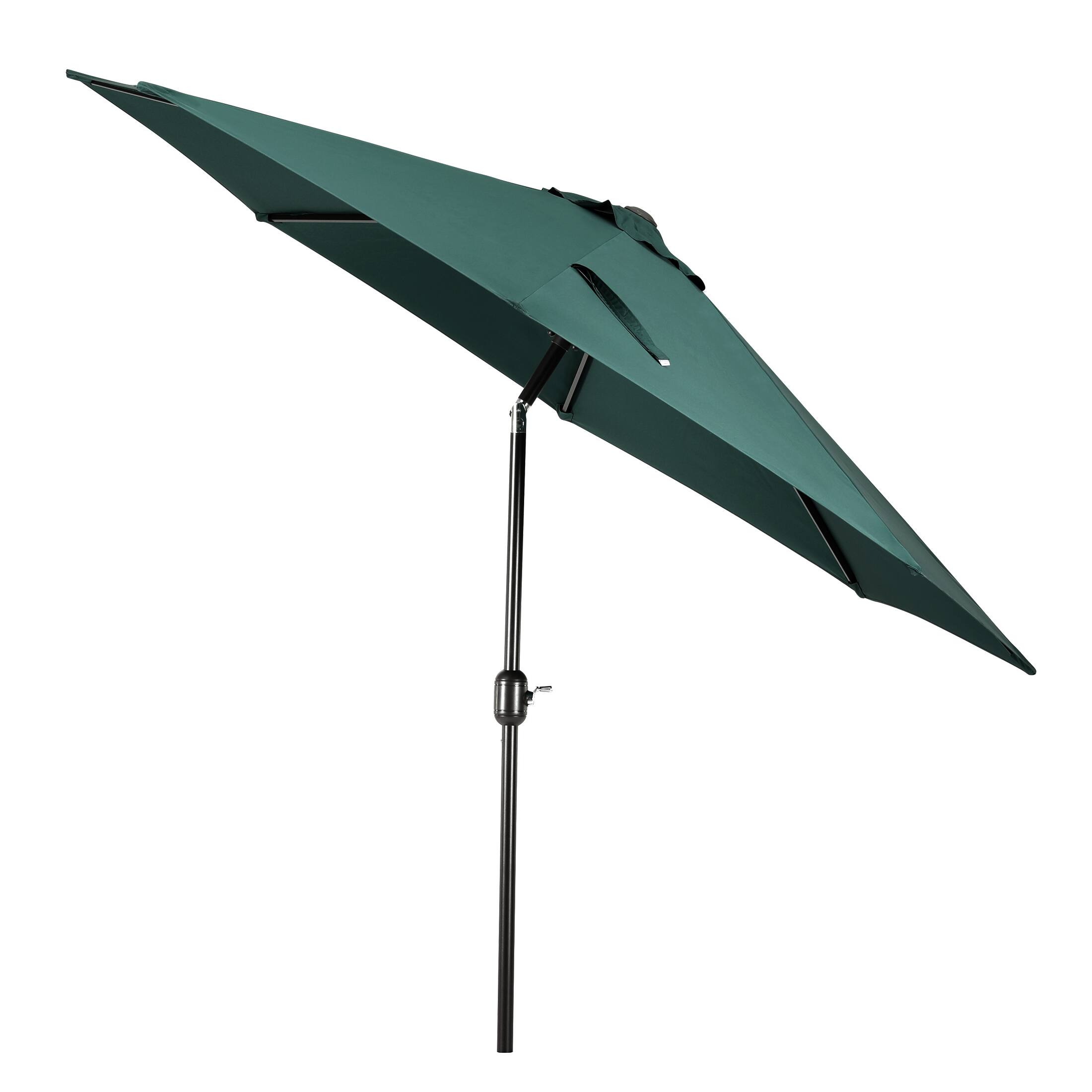 Left. WestinTrends - WestinTrends Paolo 9 ft. Patio Table Umbrella with tilt and crank features - Dark Green.
